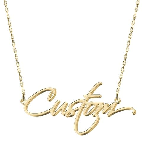UMAGICBOX Exquisite Personalized Name Necklace|Choose from 14 Font Styles|Customizable 18K Gold Plated Stainless Steel & Sterling Silver Pendant|Unique Gift for Her - 1-Custom Name - Image 1