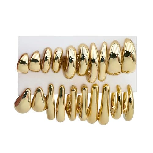 FOURPG 10 Pairs Hypoallergenic Chunky Gold Dangle Earrings for Women Trendy Thick Gold Plated Hoop Earrings Set Lightweight Jewelry - Image 1
