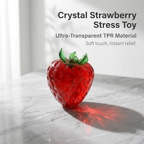 Soft Moldable Coconut Oil Strawberry Fidget Toy, Transparent TPR Squishy Sensory Toy for Adults Teens, Portable Desk Stress‑Relief Fruit Toy for Gifting and Daily Relaxation thumbnail 4