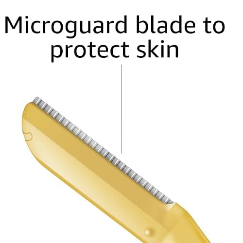 Amazon Basics Women's Dermaplaning Tool, Peach Fuzz Remover, Facial Hair Removal, Exfoliating Face Razor with Microguard Blade for Safe Eyebrow Shaping, Includes Blade Cover, Multicolor, 3 Count thumbnail 7