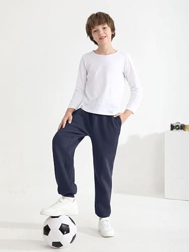 Resinta 4 Pack Boys' Fleece Sweatpants Kids Athletic Jogger Pants with Pockets Drawstring thumbnail 3