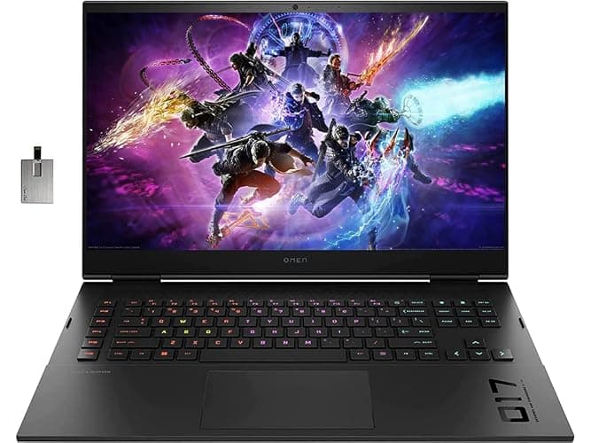 HP 2022 OMEN O17 17.3" FHD Gaming Laptop, Intel Core i7-12800HX, 32GB RAM, 1TB PCIe SSD, Backlit Keyboard, NVIDIA GeForce RTX 3070Ti, HD Webcam, Win 11 Pro, Black, 32GB SnowBell USB Card (Renewed) - Image 1