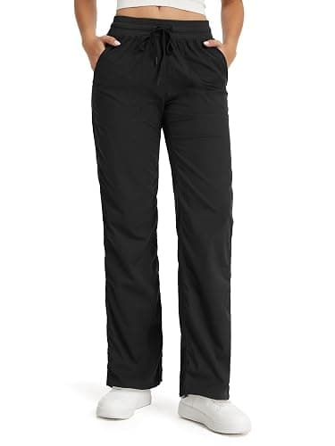 Prettyleaf Petite Women's 26"/28" Inseam Lightweight Dance Studio Pants Ruched Travel Athletic Workout Joggers - Image 1