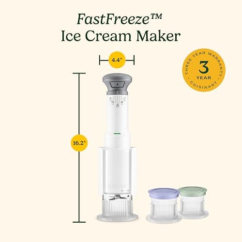 Cuisinart FastFreeze 5-in-1 Ice Cream, Sorbet, Milkshakes, Slushies and Mix-In Frozen Dessert Maker, Compact Machine, Easy to Use, Includes 3 Mixing Cups with Lids, ICE-FD10 thumbnail 3