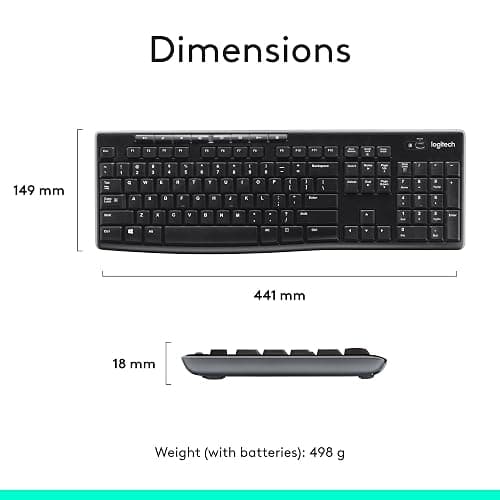 Logitech MK270 Wireless Keyboard and Mouse Combo for Windows, 2.4 GHz, 8 Multimedia Keys, PC, Laptop, Wireless Keyboard Compact Mouse Combo - Black thumbnail 9
