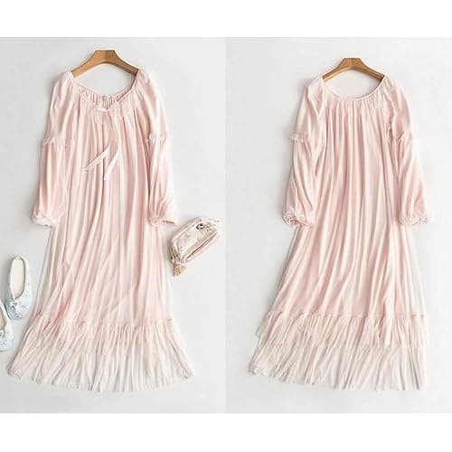 SINGINGQWEEN Women's Vintage Victorian Nightgown Long Sleeve Sheer Sleepwear Pajamas Nightwear Lounge Dress thumbnail 7