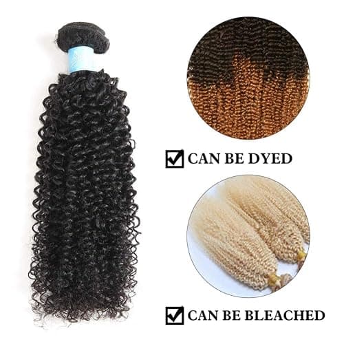 BLY 7A Mongolian Kinky Curly Human Hair 3 Bundles Pack 22/24/26 Inch Unprocessed Hair Weave Weft for Black Women Natural Color thumbnail 4