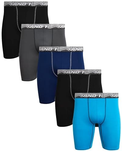 AND1 Mens Boxer Briefs - 5 Pack Performance Stretch Mens Underwear Long Leg Boxers for Men with Contour Pouch, 9" Inseam - Image 1