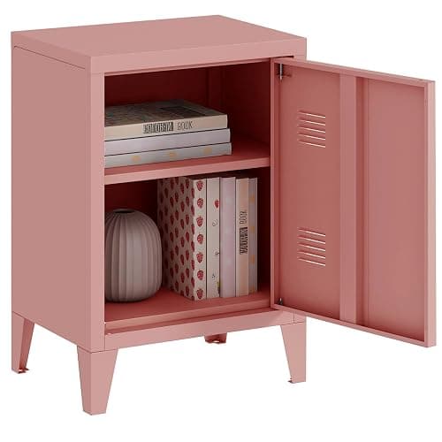 MIOCASA Metal Nightstand Modern End Side Table Steel Bedside Storage Cabinet with Shelf Easy Assembly for Living Room Bedroom thumbnail 6