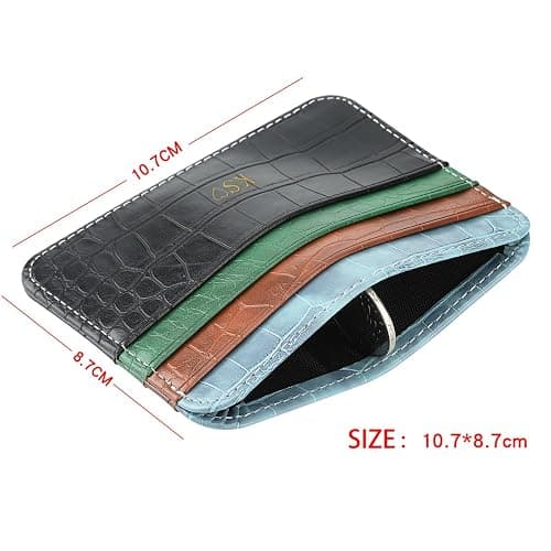 Personalisa Gold Silver Initial letters Credit Card Holder Wallet, PU Leather Ultra Slim Wallet, Thin Minimalist Credit Card Case Card Protector, Front Pocket Wallets for Men, Women (Black) thumbnail 2