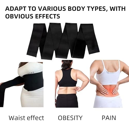 Nuaiute Waist Trainer for Women, Band Weight Loss Fat Trainers Belly Shaper Wrap Waist Working Out Trimmer Belt Gym Abdomen Cinturilla Bands Adjustable and Wrap-Around Suitable for Men Women (Black) thumbnail 3