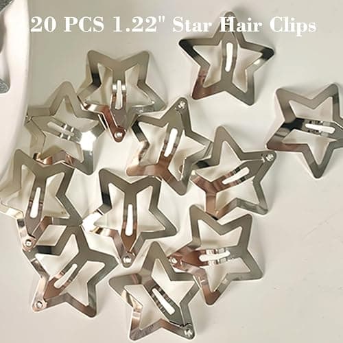 20 PCS 1.22" Star Hair Accessories - Non-Slip Metal Snap Clips and Barrettes for Girls & Women, Y2K Style thumbnail 6