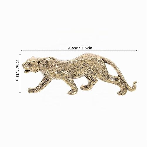 ABOOFAN Leopardenverzierung Aus Messing Schreibtisch-skulptur Desktop-Ornament Briefbeschwerer Mit Tiermotiv Tierdekor Auf Dem Tisch Leopard-Statue Geparden- Panther Golden thumbnail 3