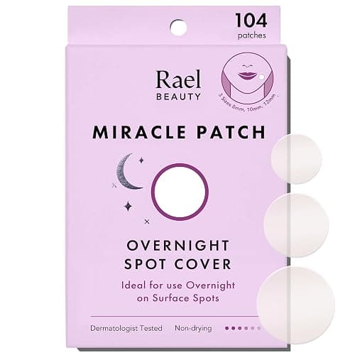Rael Pimple Patches - Miracle Overnight Spot Cover, Thicker & Extra Adhesion, Hydrocolloid Acne Treatment for Face, Zits & Blemishes, Korean Skin Care, Vegan & Cruelty-Free, 3 Sizes (104 Count) - 104 Count (Pack of 1) - Image 1