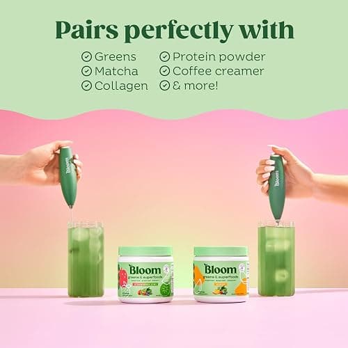 Bloom Nutrition Milk Frother Hand Mixer, Stainless Steel Electric Matcha Whisk, Handheld Mixer for Coffee, Greens, Protein & More, Battery Operated, Easy to Clean & Includes Whisk Stand thumbnail 4