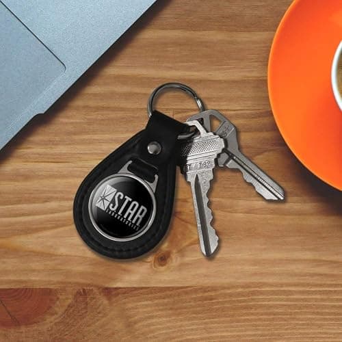 GRAPHICS & MORE Black Leather The Flash TV Series STAR Labs Logo Keychain thumbnail 3