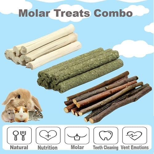 Dbeans Flourithing 150g 3 Types of Combined Chew Toys Molar Sticks Sweet Bamboo Apple Branch Timothy Grass for Pets Chinchilla Squirrel Gerbil Hamster Squirrel Guinea Pigs thumbnail 3