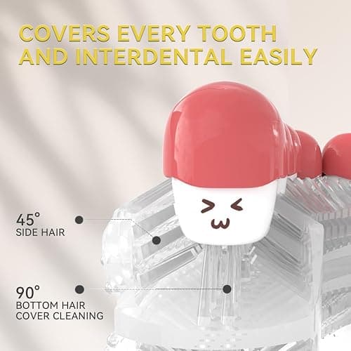 yeklike Adult Sonic Automatic Electric Toothbrush, 360° Oral Cleaning Stain Whitening, IPX7 Waterproof Rechargeable, u-Shape Brush Head*3+Straight Handle Brush Head*2, Suitable for Travel or Home Use thumbnail 4