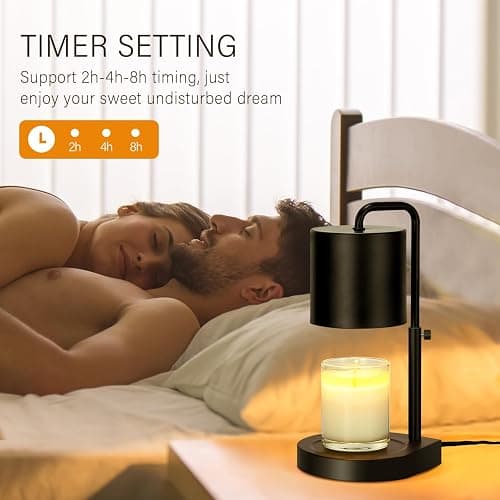 zukakii Candle Warmer Lamp Adjustable Height Dimmable with Timer Large Jar Candles Compatible - No Flame Scented Wax Warmer with 2 Bulbs - Mothers Day Gift - Black thumbnail 5