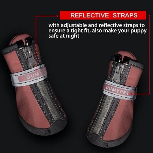 QUMY Dog Shoes for Small Dogs, Puppy Dog Boots & Paw Protectors for Winter Snowy Day, Summer Hot Pavement, Waterproof in Rainy Weather, Ourdoor Walking, Indoor Hardfloors Skid-Resistant Sole Pink 2 thumbnail 5