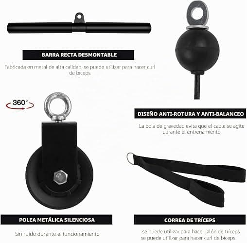 LFJ Poleas Gimnasio para Casa Fitness DIY Triceps Polea Gym Cable Máquina Musculacion Kit Sistema Poleas Entrenamiento de Fuerza del Brazo thumbnail 5