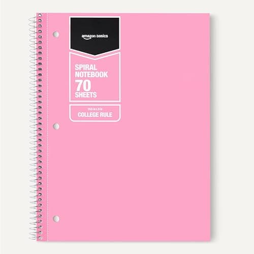Amazon Basics Notebooks, College-Ruled School Spiral Notebook, For Work and School, 70 Sheets, 10.5" x 8", Assorted Pastel Solid Colors, 5-Pack thumbnail 5