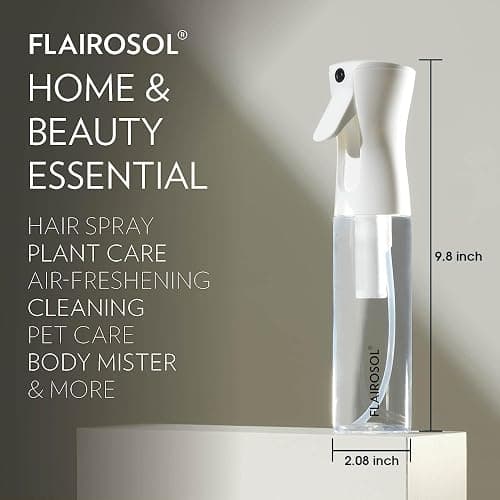 FLAIROSOL - The Original, Spray Bottle for Hair, Plants & More, Continuous Mister, Ultra Fine Water Mist, 10.1oz/300ml, Clear Bottle - Black Print thumbnail 6