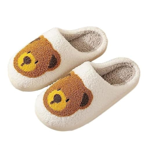 Animal Pattern Slippers - Hello Cat, Bear, Moose & Love Designs - Comfy Memory Foam Plush Cloud Slippers for Couples & Indoor Home - Image 1