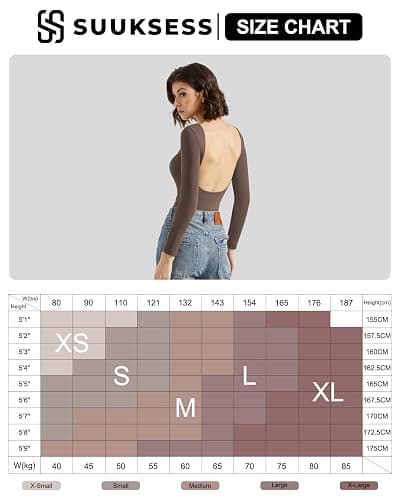 SUUKSESS Women Backless Y2k Long Sleeve Bodysuit Double Lined Open Back Sexy Basic Top thumbnail 6
