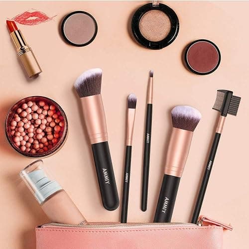 Makeup Brushes AMMIY Makeup Brushes Sets 18-Piece Rose Golden Make-up Brush Sets Premium Synthetic Wood Handle Face and Eye Brushes for Foundation, Powder, Concealers, Blush, and Eyeshadow thumbnail 5