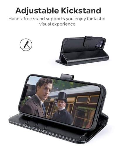 OCASE Phone 14 Plus Wallet Case, Durable PU Leather Flip Folio Case with 3 Card Holders, RFID Blocking, Shockproof TPU Inner Shell, Protective Phone Cover for Women Men, 6.7 Inch, Black thumbnail 4