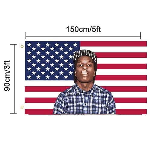 MAGJIUKE Rapper Rocky American Flag Tapestry 3x5 Ft - rap Asap USA Poster for Bedroom Living Room Funny Decor thumbnail 2