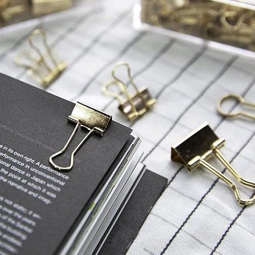 Creechwa Paper Binder and Clips Set, Metal Assorted Sized Binders with Push Pins, Cute Office Supplies, Teacher Desk Must Haves, Cute Desk Accessories thumbnail 6