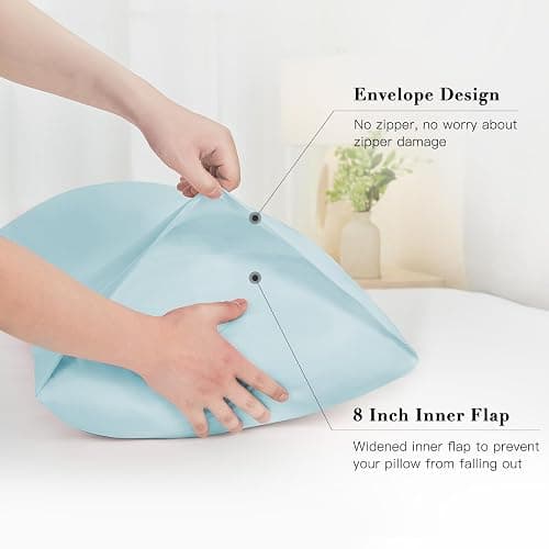 DOWNSTORIA Body Pillow Cover, Ultra Soft Microfiber Long Pillowcase, Envelope Closure Large Pillow Cases 20x54 inch (Light Blue) thumbnail 3