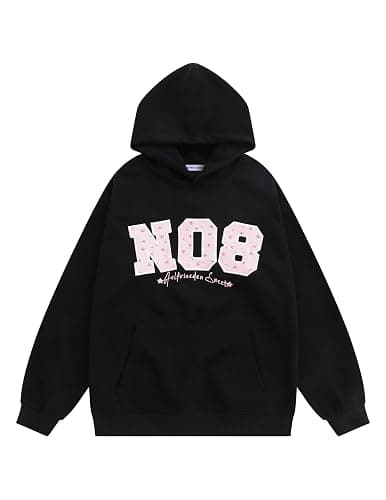 Aelfric Eden Womens Oversized Graphic Hoodies Y2k Flower Embroidery Number Print Pullover Hooded Sweatshirt Unisex - Image 1