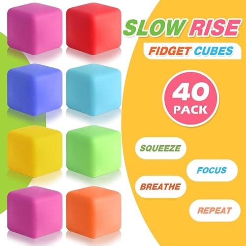 40 Pack Slow Rising Stress Cube Fidget Toys, Squishy Balls Sensory Fidget Toys for Kids Adults, Square Shape Fidgets for Classroom, Party Favors Pull Stretch Squishy Toy Classroom Prize Box Toys thumbnail 4
