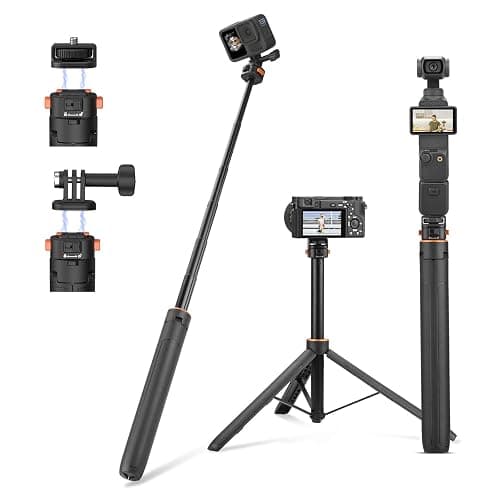 163CM Pocket 3 Selfiestick Stativ für Actionkameras, verlängerbare Halterung mit Schnellwechsel 1/4'' Schraube für Vlogs, für Gopro, für DJI Osmo Action 5 Pro 4 3, Insta360 X4 und AKASO DSLR Zubehör - Image 1