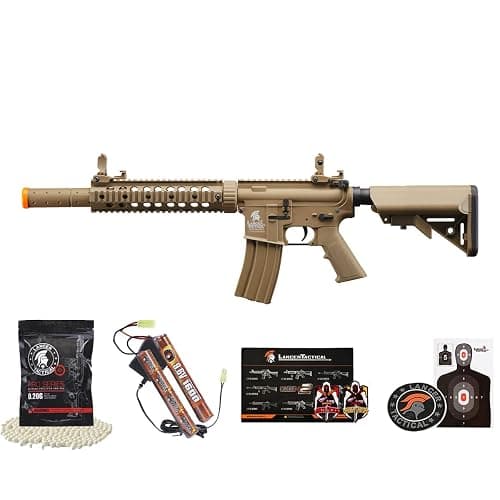 Lancer Tactical Gen 2 SD M4 Polymer (Long Rail)- Full/Semi-Auto Piactinny Rail AEG Rifle with 0.20g BBS, Charger and Battery - Image 1