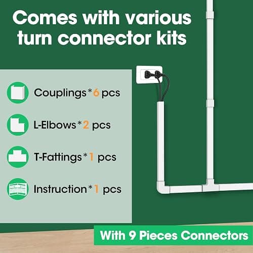 AZEN Cord Hider Kit, 110in Cord Covers for Wires on Wall, Paintable Wire Covers for Cords on Wall, Self-Adhesive Cable Hider Cord Organizer, Wire Hiders for TV on Wall, 8X L14in X W0.96in x H0.57in thumbnail 4