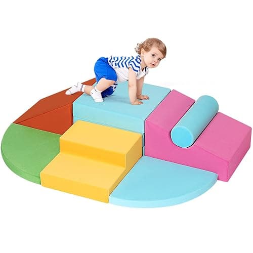 Climbing Toys for Toddlers 1-3 Inside, 7PCS Foam Baby Climbing Blocks Soft Play Set for Toddlers 1-3, Corner Toddler Climbing Toys Indoor Baby Climbing Gym for Toddler Climbing Crawling and Sliding - Image 1