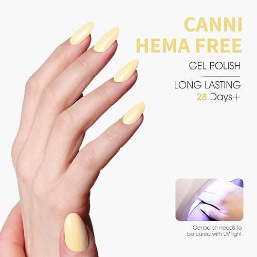 CANNI Pastel Yellow Gel Nail Polish, 1Pcs Pale Light Yellow Gel Polish Butter Neon Color High Gloss Soak Off U V Nail Manicure Salon DIY thumbnail 3