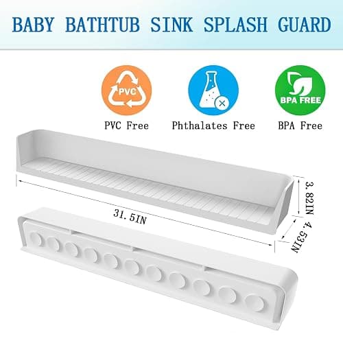 StylizeHive Baby Bathtub Sink Splash Guard and Bath Toy Holder with 11 Strong Suction Cups，Silicone Bath Tray for Tub，Suitable Kids Bathroom Accessories (Gray) thumbnail 2