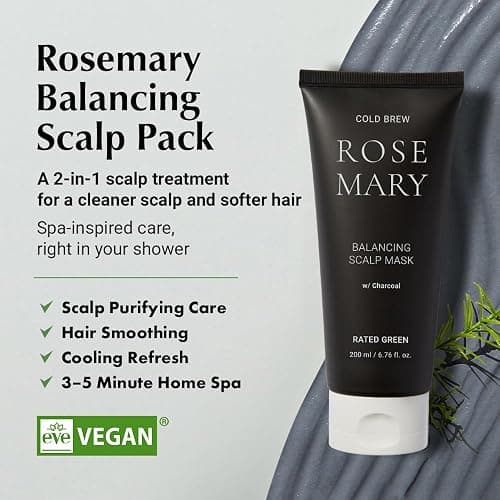 RATED GREEN Rosemary Balancing Scalp Pack | Organic Cold Brewed Charcoal | 2-in-1 Detoxifying Hair Mask for Flaky, Oly Scalp & Hair | Silicone-Free, Korean Hair Care | 6.76 Fl. Oz thumbnail 3