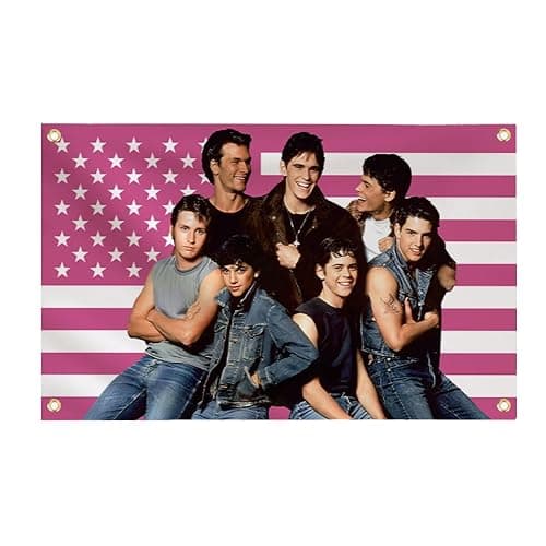 The outsiders Flag,3 x 5FT The outsiders funny tapestry poster merch,As decor for outsider theme party,College Dorm Room Decor,Outdoor Parties,Pink American flag Tapestry with 4 Brass Grommets - Image 1