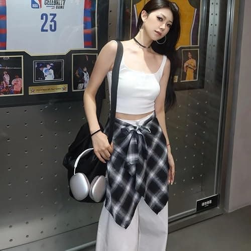 OULIGET Women's Grunge Mini Plaid Skirt,Hip-Hop One-Piece Tie Up Asymmetrical Skirt,Y2k Overlapping Jeans Decorate Skater thumbnail 7