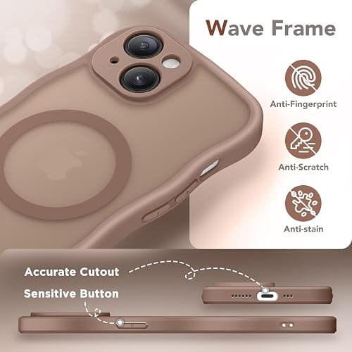 CAPRARO Cute for iPhone 15 Plus Case, Compatible with MagSafe, [Curly Wave Edge] [Full Camera Protection] [14 FT Drop Protection] Magnetic Phone Case for 15 Plus 6.7 Inch, Brown thumbnail 7