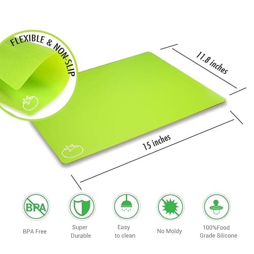 Cutting Board Mats Flexible Plastic Colored Mats with Food Icons, Fotouzy BPA-Free, Non-Porous, Anti-skid back and Dishwasher Safe, Set of 7 Rainbow - 7 Pieces thumbnail 3