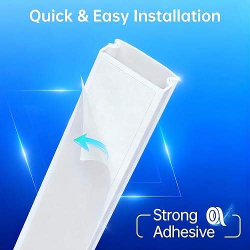 Delamu Cord Hider, Cord Covers for 3-4 Wires on Wall, Large Cable Hider Cable Management, Easy Set up Wire Hiders Wire Covers for Cords on Wall, TV Cables Cover Raceway, 6X W1.18 H0.67in, White thumbnail 4