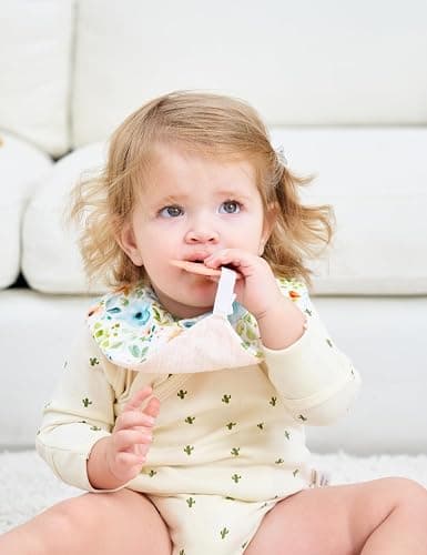 vuminbox Baby Bandana Drool Bibs 6-Pack and Teething Toys 6-Pack Made with 100% Organic Cotton, Absorbent and Soft Unisex thumbnail 3