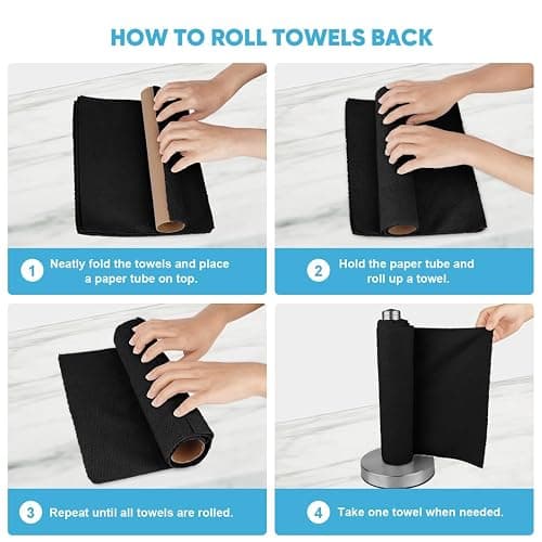 AIDEA Microfiber Cleaning Cloth Roll 55 Sheets, Black Microfiber Towels for Cars, Shop Rags Washable, Cleaning Rags Reusable Paper Towels for Automotive, Workshops, House, Cleaning Supplies 11×9" thumbnail 7